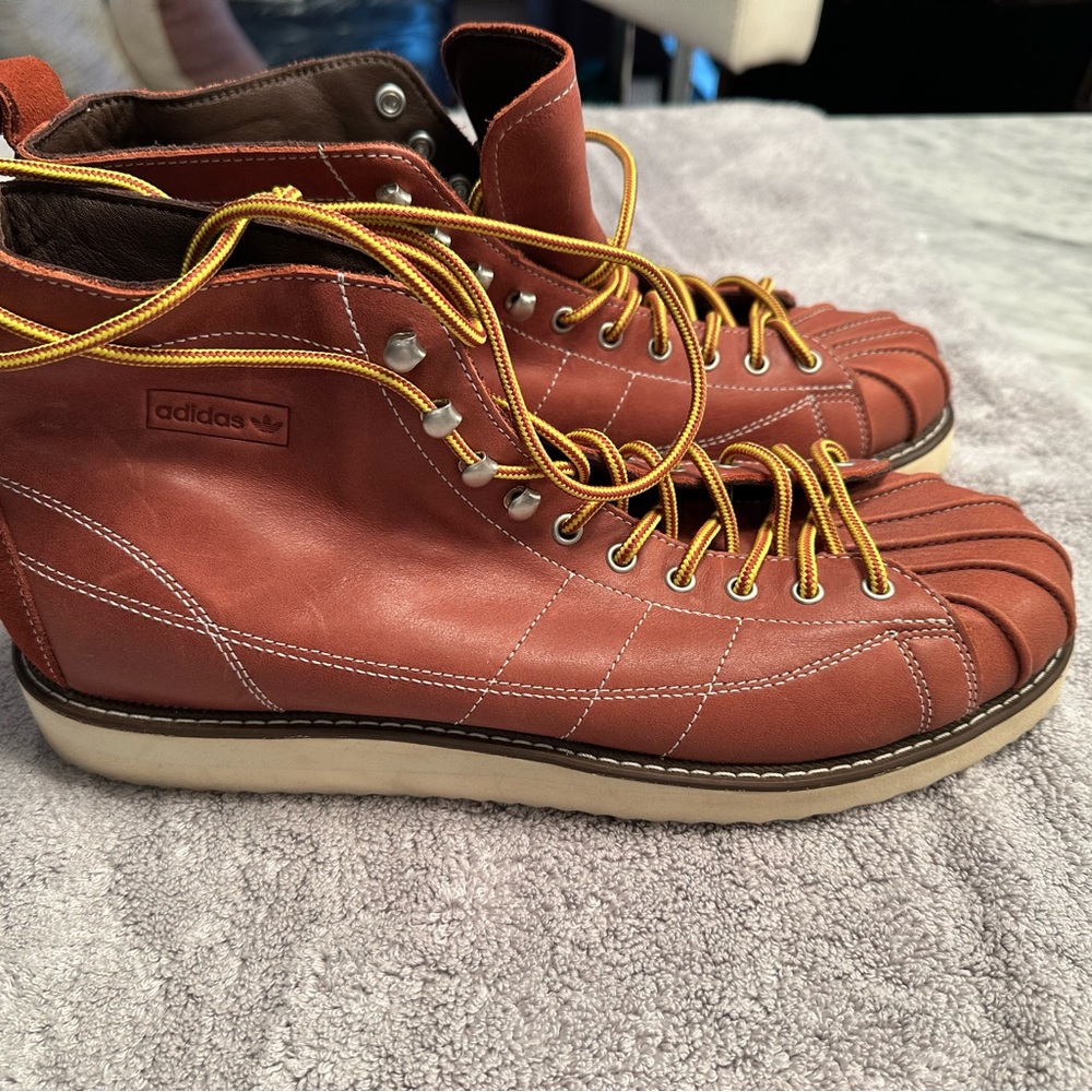 Adidas Tan Leather Boots Size 11.5 M